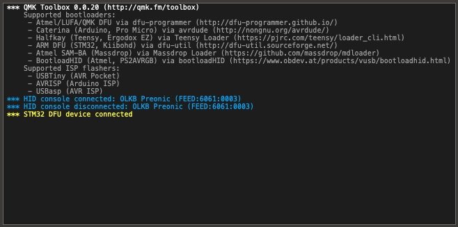 QMK Toolbox response to keyboard entering DFU